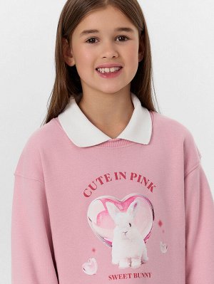 Платье для девочек розовое с надписью "Cute in pink"