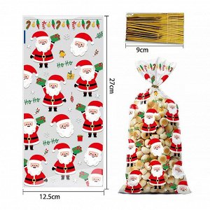 Пакетики для сладостей 50 шт. + 50 зажимов, Размер: 27*12,5 см.