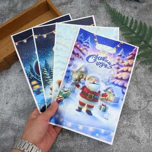 Набор пакетов подарочных "С Новым Годом" 10 штук 25*17 см. Микс рисунков