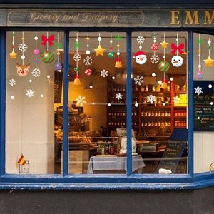 Наклейки на окна композиция "ГИРЛЯНДЫ" 113 элементов 4 листа 20*30 см. Многоразовые, Без клея (Статические) BQ085А