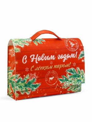 Набор для бани с принтом «С новым годом!», 5 предметов: шапка, рукавица, тапочки, коврик, войлок, красный, «Банная забава»
