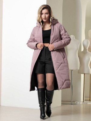 Пальто серо-розовый