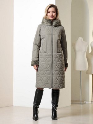 Пальто серый-хаки