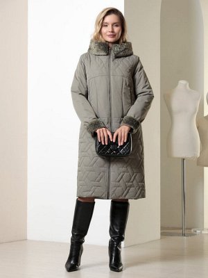 Пальто серый-хаки