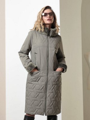 Пальто серый-хаки