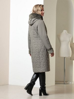 Пальто серый-хаки