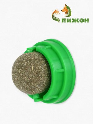 Игрушка для кошек из кошачьей мяты «Кот» на основании, 4.5x4.8x4.8 см, зелёный