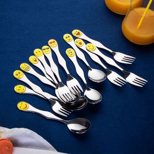 Набор столовых приборов детский 2 пр. "Смайлики", нерж.сталь