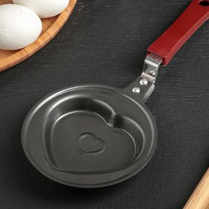 Сковорода Доляна «Сердце», d=12 см, антипригарное покрытие, цвет чёрный