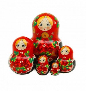 Матрёшка 5 кукольная пузатик (Красный платочек)
