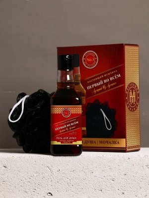 Подарочный набор «Первый во всём», гель для душа виски 250 мл и мочалка для тела, Чистое счастье