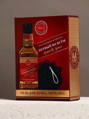 Подарочный набор «Первый во всём», гель для душа виски 250 мл и мочалка для тела, Чистое счастье