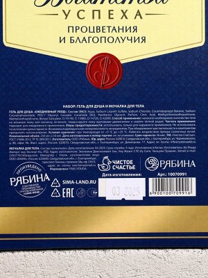 Подарочный набор «Богатства и успеха!», гель для душа виски 250 мл и мочалка для тела, Чистое счастье