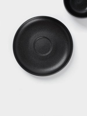 Чайная пара Magistro Carbon, 2 предмета: чашка 280 мл, блюдце d=16.5 см, фарфор, чёрная