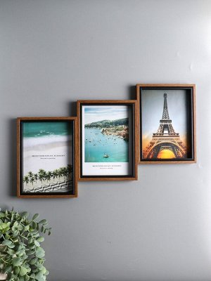 Фоторамка-коллаж на 3 фото 13x18 см «Корица», МДФ, стекло, 27.5x44.5x2.2 см