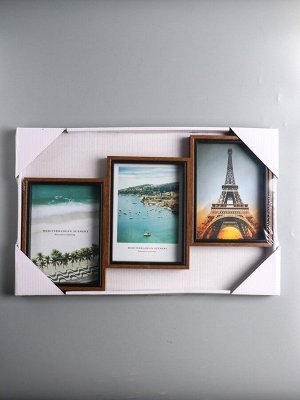 Фоторамка-коллаж на 3 фото 13x18 см «Корица», МДФ, стекло, 27.5x44.5x2.2 см