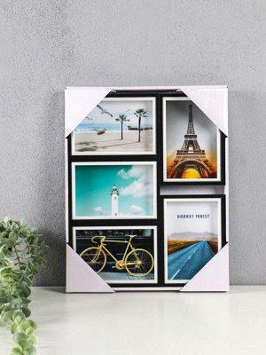Фоторамка-коллаж на 5 фото 10x15 см «День и ночь», МДФ, стекло, 35.5x28.5x2.2 см