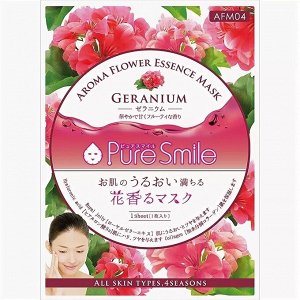 048138 "Pure Smile" "Aroma Flower" Восстанавливающая маска для лица с маслом герани, коэнзимом Q10, коллагеном, гиалуроновой кислотой, пантенолом и экстрактом алоэ-вера, 23 мл., 1/600