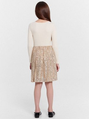 Нарядное платье для девочек бежевое с пайетками