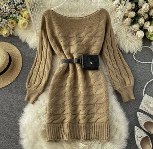 Платье-свитер,хаки