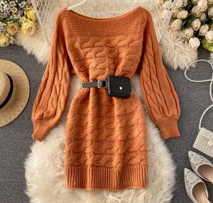 Платье-свитер,оранжевый
