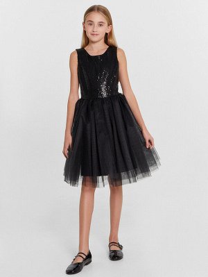 Платье для девочек в черном цвете с пайетками