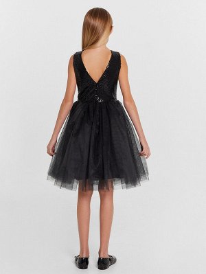 Платье для девочек в черном цвете с пайетками