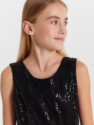 Платье для девочек в черном цвете с пайетками
