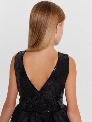 Платье для девочек в черном цвете с пайетками