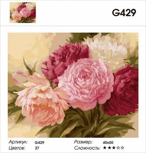 Картина по номерам на подрамнике G429, Левашов Игорь, пионы