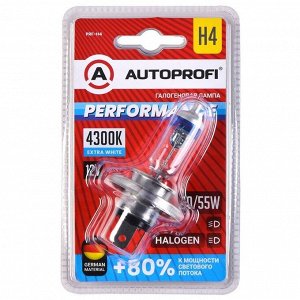Лампа галогенная Autoprofi Performance H4 (P43t, T16), 12В, 60/55Вт, 4300К, 1 шт, арт. PRF-H4