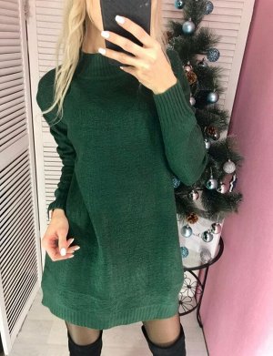 Платье вязаное, цвет: зеленый