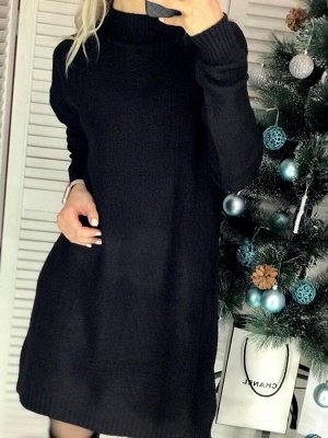 Платье вязаное, цвет: черный