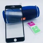 Защитное стекло 3D Iphone 6+ (черное) в техпаке с силиконовыми краями на весь экран