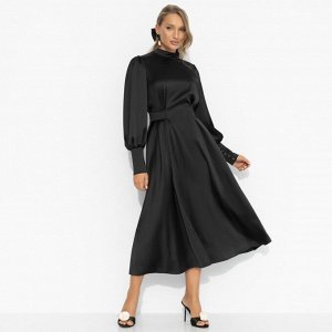 Платье приталенное из атласа, Притяжение элегантности (чёрная магия)