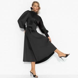 Платье приталенное из атласа, Притяжение элегантности (чёрная магия)