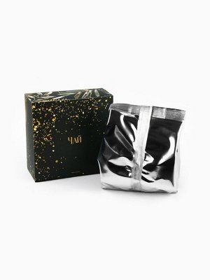 Подарочный новогодний набор «С новым годом, черно-золотой»: чай чёрный/зелёный, кофе натуральный жареный молотый, печенье с предсказанием, драже, арахис в шоколадной глазури