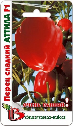 Перец сладкий Аттила F1 20 шт.Очень ранний гибрид с дружным завязыванием плодов, на кусте одновременно созревает 68 плодов.