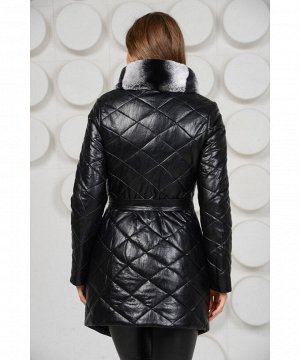 Пальто  из эко-кожи с меховым воротникомАртикул: RL-669-ch