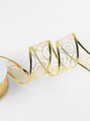 Лента капроновая с металлической нитью «Вензеля», 38 мм, 2.7±0.5 м, цвет золотой