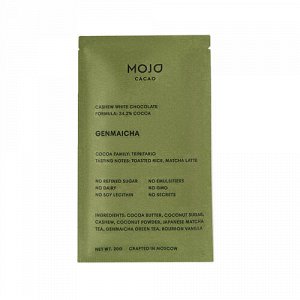 Шоколад кешью с зелёным чаем "Genmaicha" Mojo Cacao