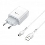Cетевое зарядное устройство 2USB (2.4A) + кабель Type-C Hoco C73A