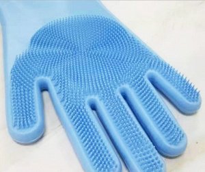 Силиконовые перчатки для мытья посуды с щетиной, 1 пара