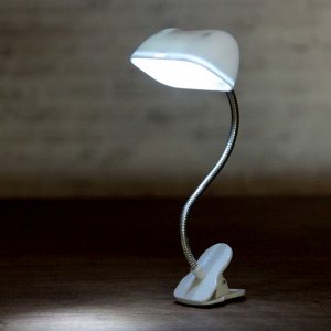 Лампа для чтения на прищепке, прямоугольная, белая, 17 см