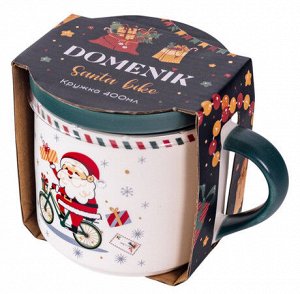 Кружка Domenik Santa Bike 400 мл, фарфоровая,