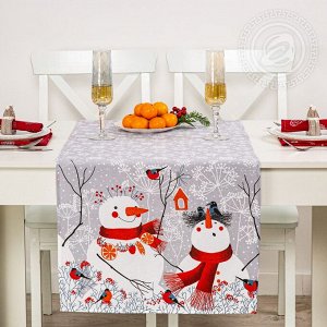 Скатерть-дорожка «Снеговики» - рогожка Дорожка