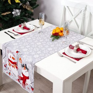 Скатерть-дорожка «Снеговики» - рогожка Дорожка
