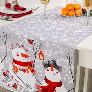 Скатерть-дорожка «Снеговики» - рогожка Дорожка
