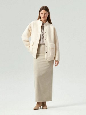 Бомбер с накладными карманами из шерсти