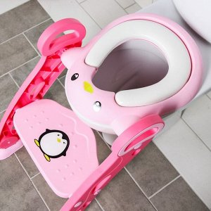 Детская накладка - сиденье на унитаз «Пингвин», цвет розовый